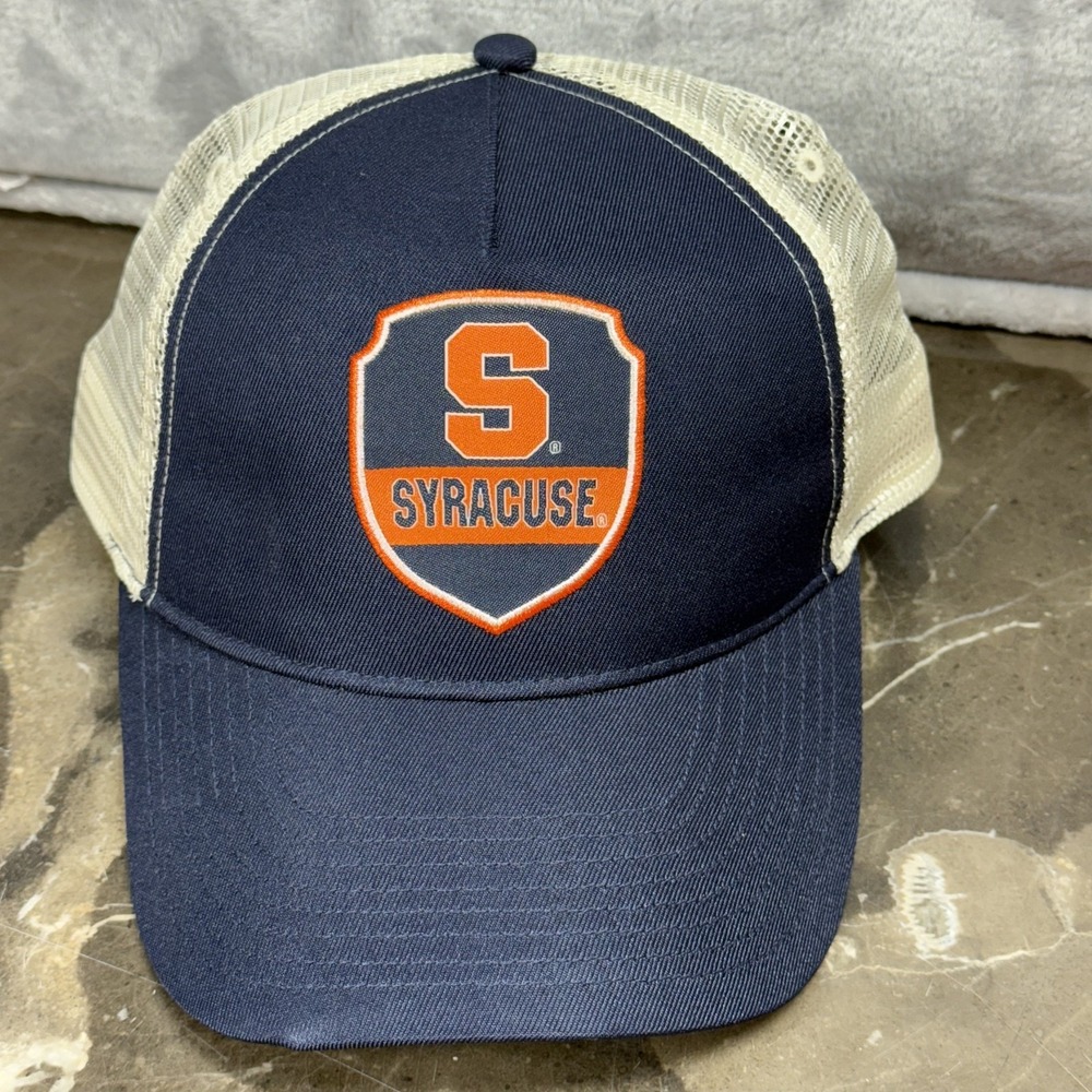 Syracuse Orange Hat Cap Snap Back Navy White NCAA Basketball Trucker Mesh Mens